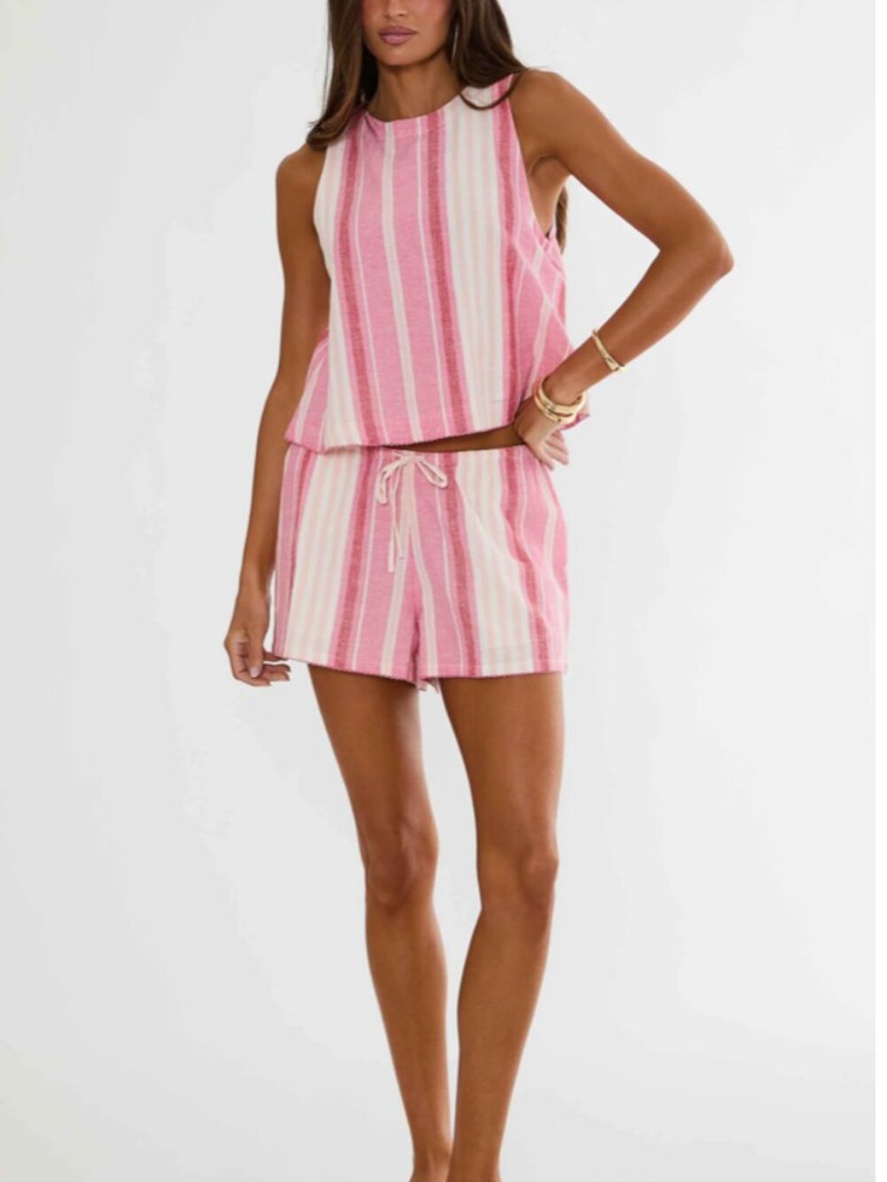 Birkley Short- Bubblegum Stripe Linen
